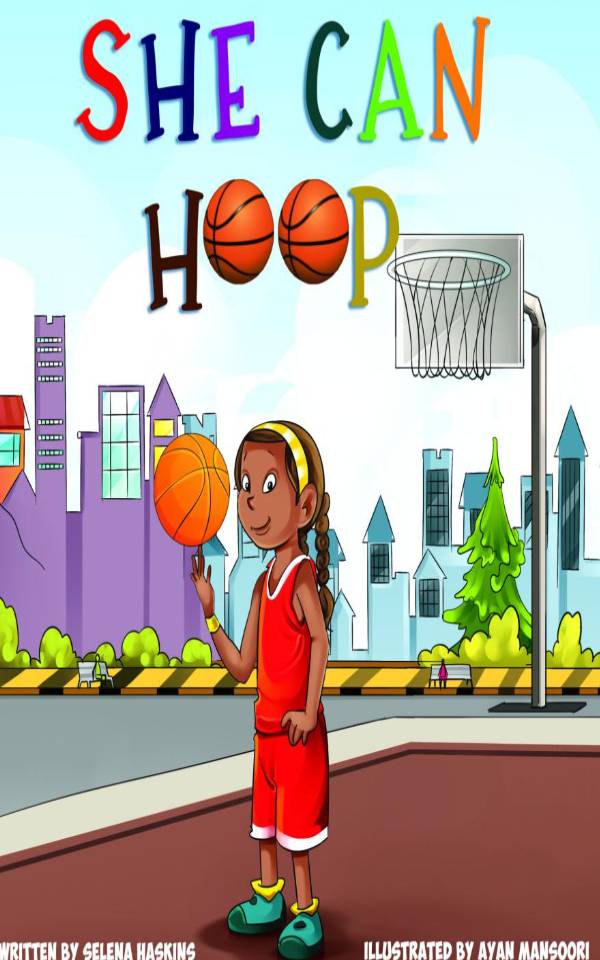 A girl holding a basketball in front of a hoop.